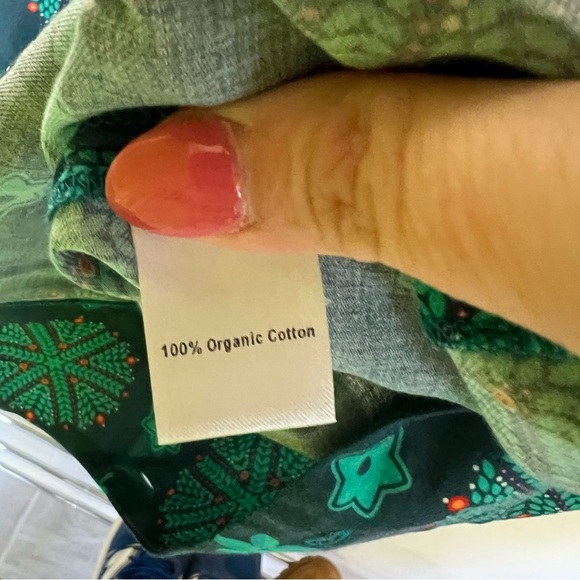 Teal and Green Patterned Organic Cotton Shirt - Picture 3 of 5